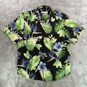 Tommy Bahama Shirt Mens Medium The Bahama Coast Floral Button Up Black Casual